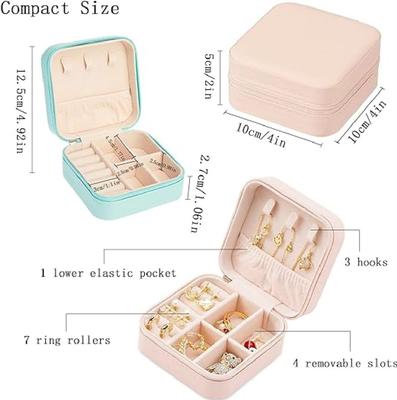 Modern Pink PU Leather Jewellery Box – Portable Travel Jewelry Organizer