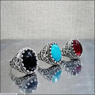 Turkish Design Men's Fashion Stone Rings – Pack of 3