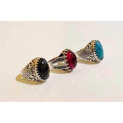 Turkish Design Men's Fashion Stone Rings – Pack of 3