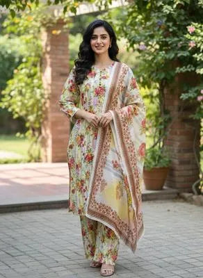 Winter Collection 3 Pcs Stitched Micro Polo Cotton Women Dress Marina Wool Specially