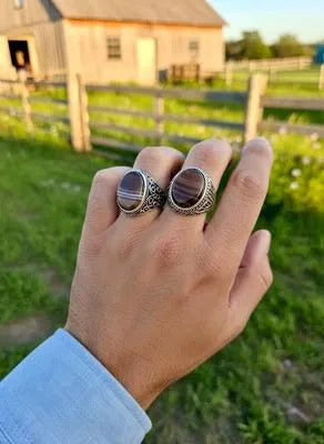 Men’s Silver Turkish Style Ring with Resin Polish