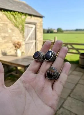 Men’s Silver Turkish Style Ring with Resin Polish