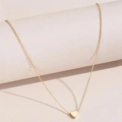Tiny Heart Necklace – Elegant Golden Alloy Pendant