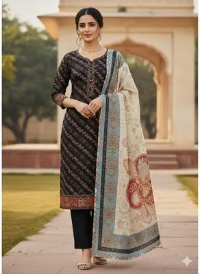3 Pcs Women's Unstitched Embroidered Suit