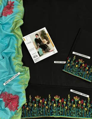 3 Pcs Women's Unstitched Embroidered Suit