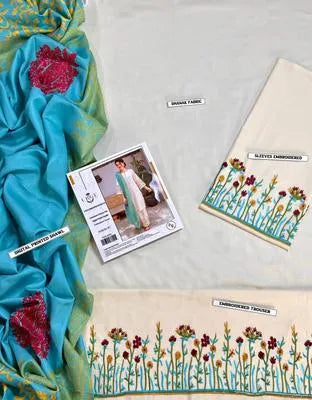 3 Pcs Women's Unstitched Printed Suit