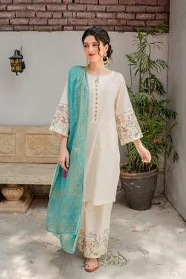 3 Pcs Women's Unstitched Printed Suit