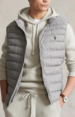 Men’s Lightweight Polyester Puffer Jacket – Plain Grey