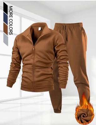 Men’s Winter Fleece Zipper Track Suit Set (2 Pcs)