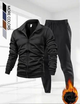 2 Pcs Men’s Fleece Plain Zipper Track Suit