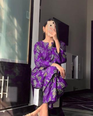 Stylish Women's Stitched Printed Shirt and Trouser Set, 2 Pcs, Arabic Linen