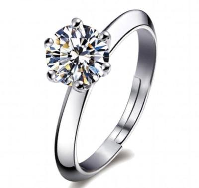 Adjustable Zircon Ring for Women – Silver Plated Fashion Jewelry