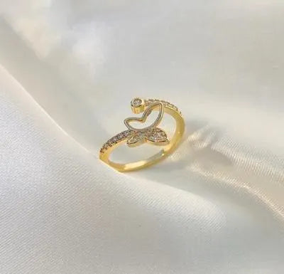 Butterfly Design Gold Plated Adjustable Ring for Women