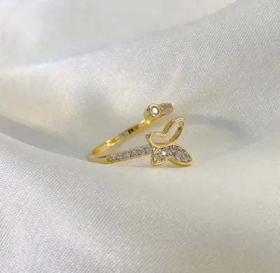 Butterfly Design Gold Plated Adjustable Ring for Women