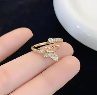 Butterfly Design Gold Plated Adjustable Ring for Women