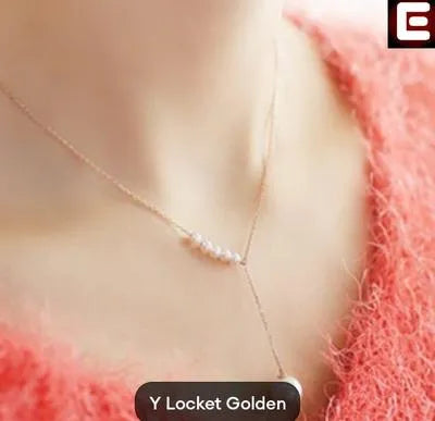 White Pearl Y-Shaped Necklace – Stylish Alloy Pendant Chain