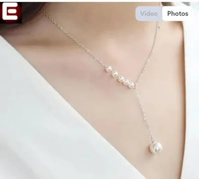 White Pearl Y-Shaped Necklace – Stylish Alloy Pendant Chain