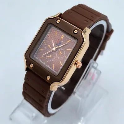 Elegant VZ Collection Women’s Quartz Watch – Brown Silicone Strap