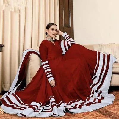 3 Pcs Women's Stitched Crinkle Chiffon Applique Suit