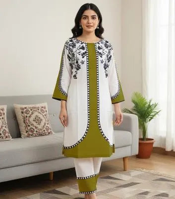 2 Pcs Women's Stitched Grip Silk Printed Co-Ord Set